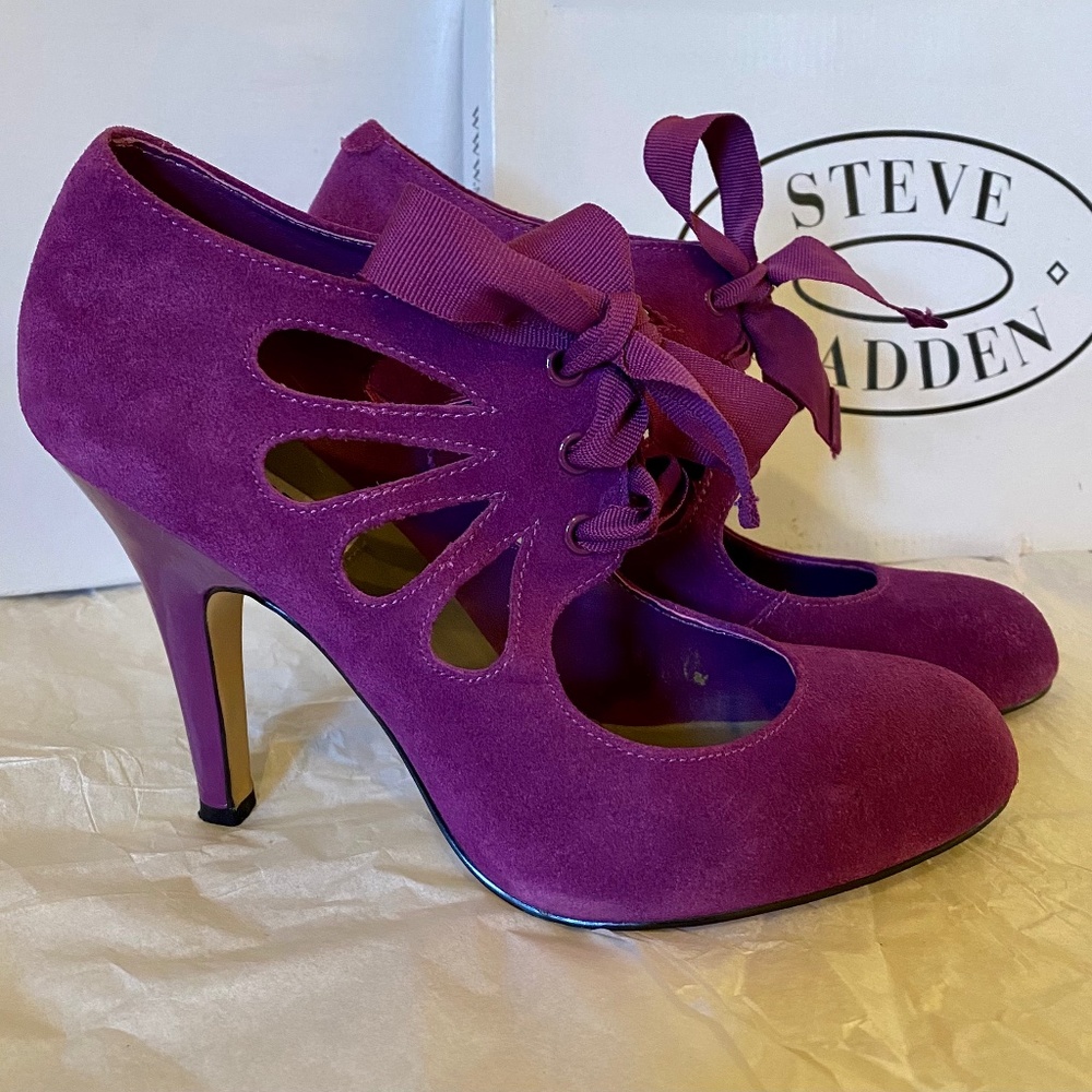 Steve Madden purple lace up heels, suede! So cute!